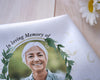 A Cuddle From Heaven Remembrance Handkerchief, Personalized Botanical Memorial Photo Handkerchief
