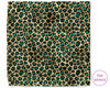 Leopard print hankie with teal spots on a beige background, branded 'The Hankie'.