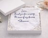 Handkerchief with personalized message in a box on a light background