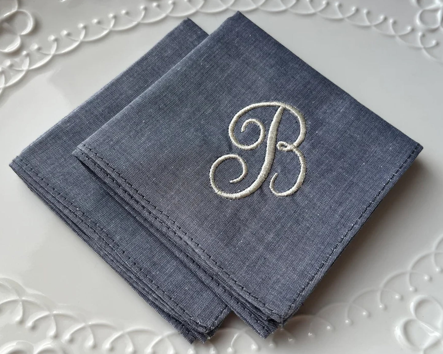 Custom Initial Embroidery Personalised Cotton Hankies Usa