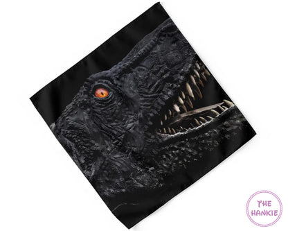 Black bandana with a dinosaur design on a white background
