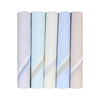 Rolled pastel-colored men's cotton handkerchiefs with elegant border stripes – pack of 5