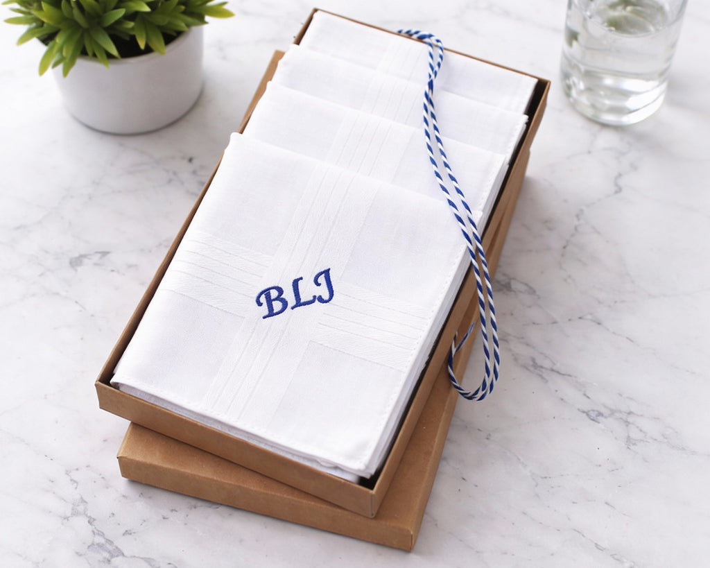 Custom Men Everyday White Handkerchiefs Made in USA 