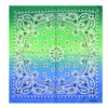 Gradient green to blue bandana with white paisley pattern