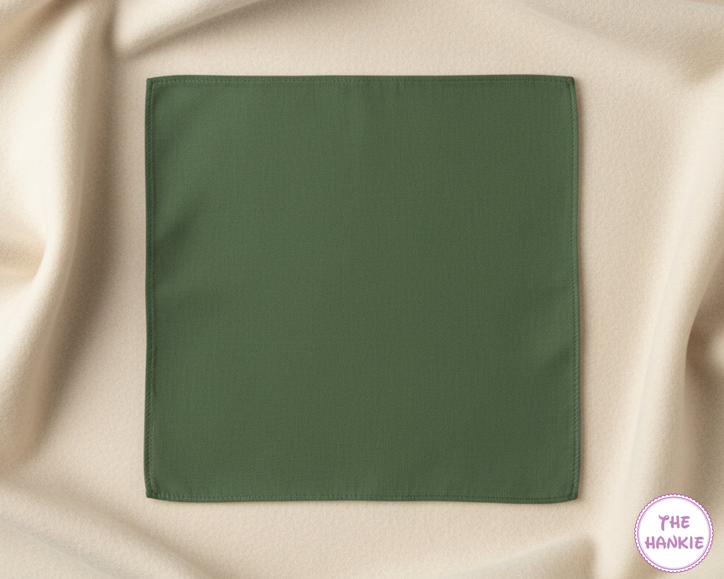 Classic Olive Green Cotton Plain Handkerchief