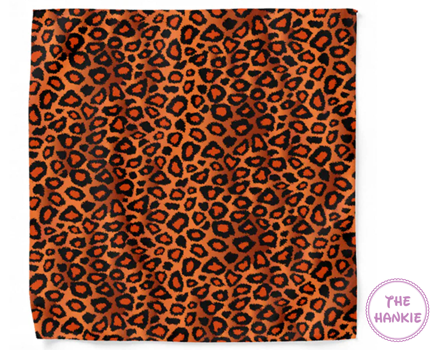 Leopard print hankie with 'The Hankie' branding in the corner.