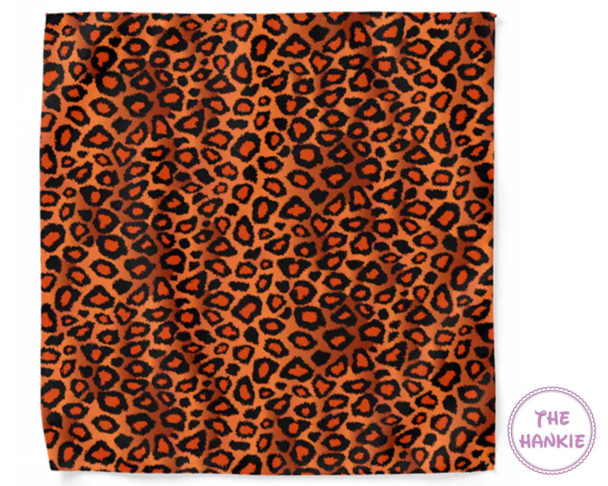 Leopard print hankie with 'The Hankie' branding in the corner.