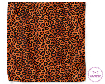 Leopard print hankie with 'The Hankie' branding in the corner.