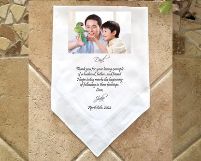 Father of the Bride Photo Satin Handkerchiefs USA