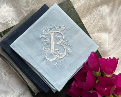 Light Blue Hankie Monogram Initial Hankie Usa