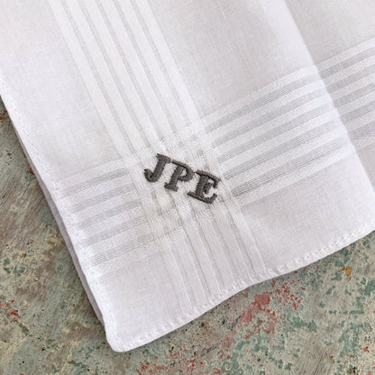 Monogrammed cotton handkerchiefs Groomsmen Hankie USA