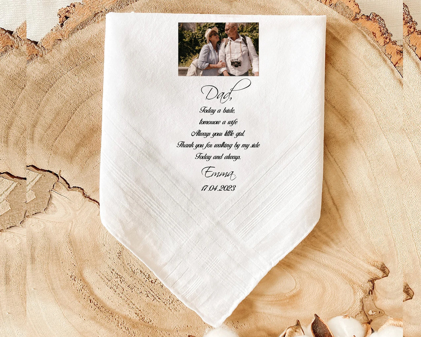 Photo Memory Handkerchief for Bride’s Dad USA