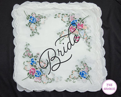 Bride Handwriting Custom Embroidered Handkerchief Women’s Wedding Handkerchiefs
