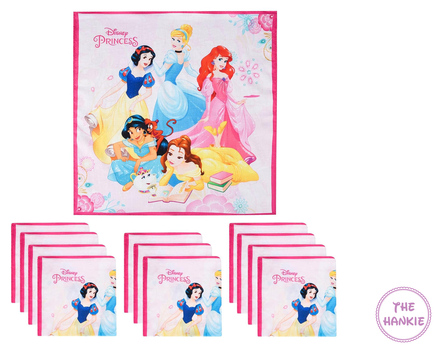 Set of Disney Princess hankies with colorful packaging featuring princesses.