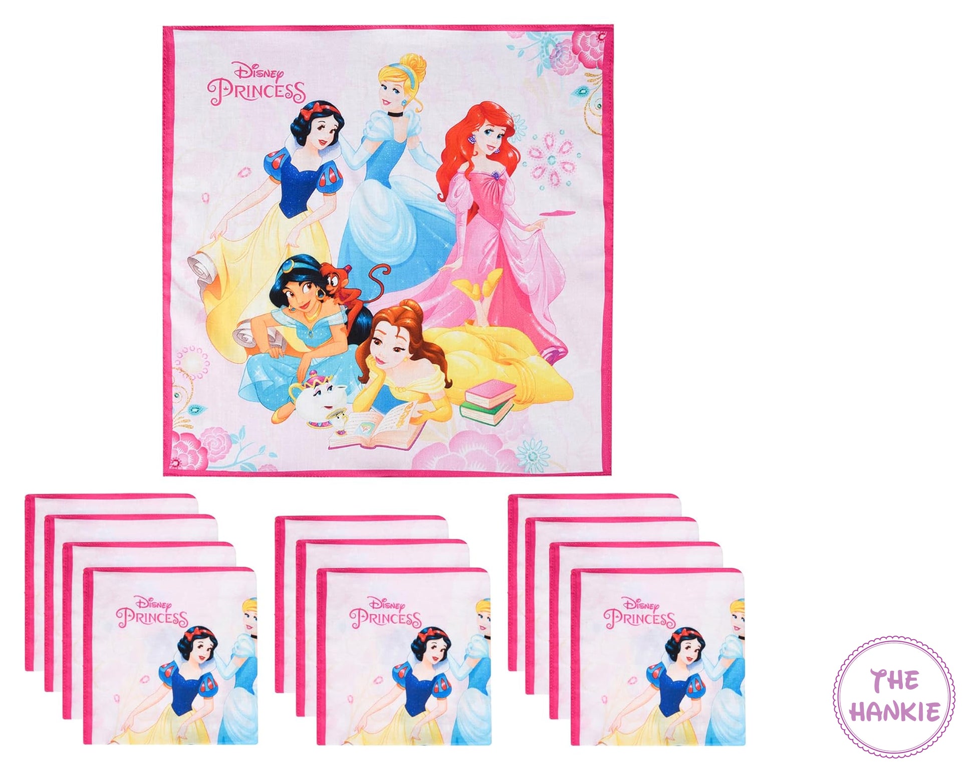 Set of Disney Princess hankies with colorful packaging featuring princesses.