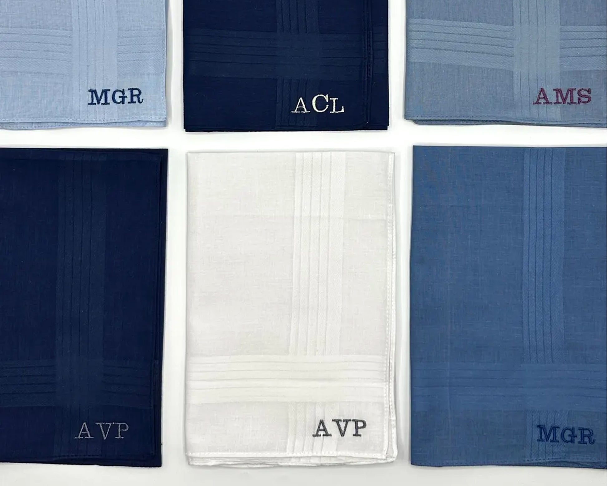 Custom hankerchief Personalized Cotton Mens Handkerchiefs in Shades of Blue