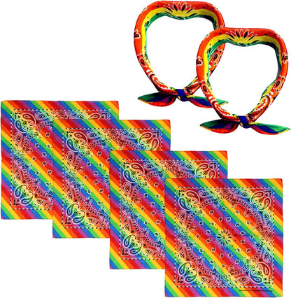 Pride Rainbow Handkerchiefs Men Men's Cotton Rainbow Colorful Handmade Pocket Square for Wedding Formal Hanky Handkerchief