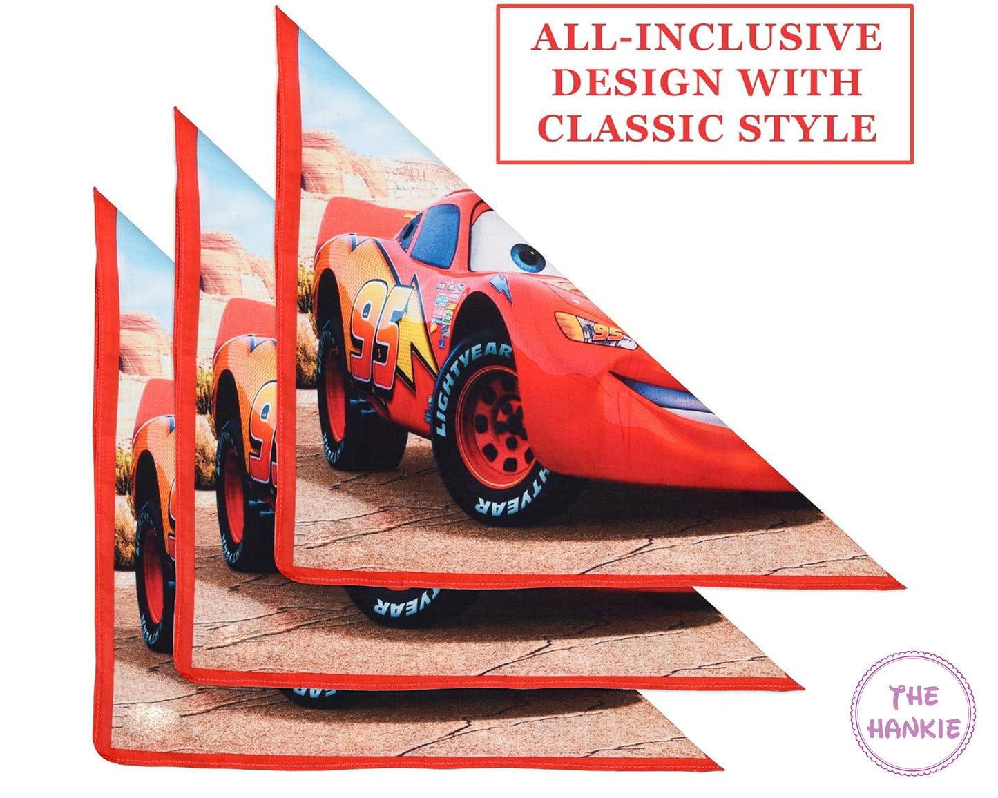 Folded towel with a cartoon car design on a white background