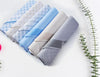 All cotton handkerchiefs set of 6 fine check ink blue 