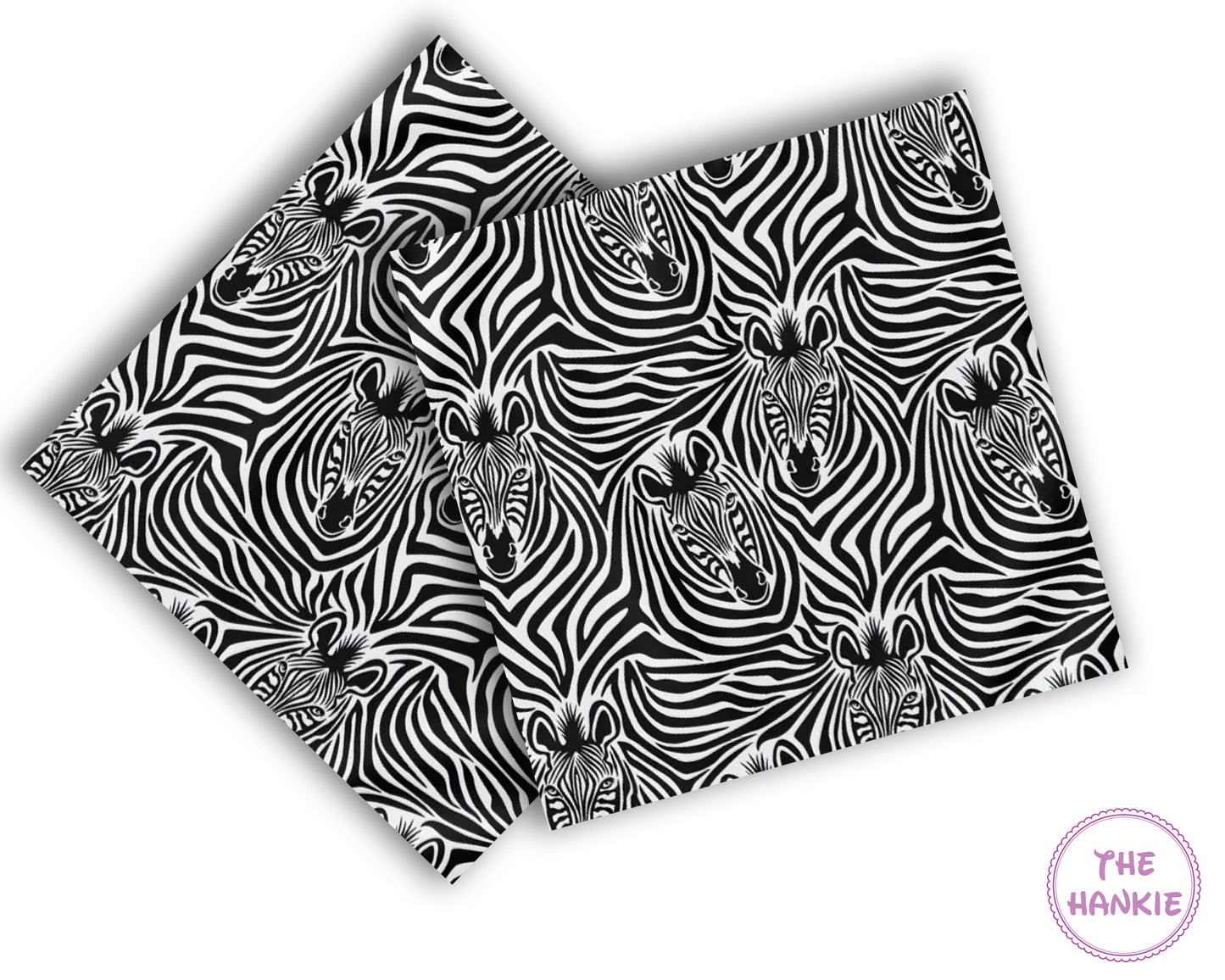 Zebra patterned hankie with 'The Hankie' logo in the corner