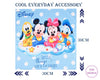 Disney-themed product packaging with cartoon characters on a blue background