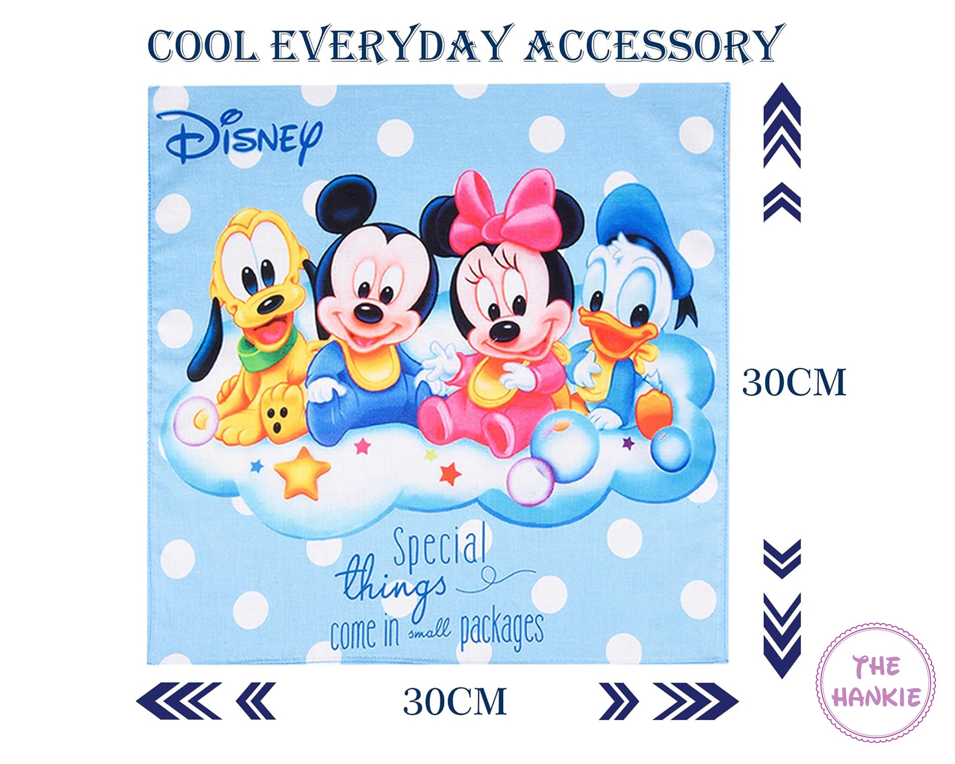 Disney-themed product packaging with cartoon characters on a blue background
