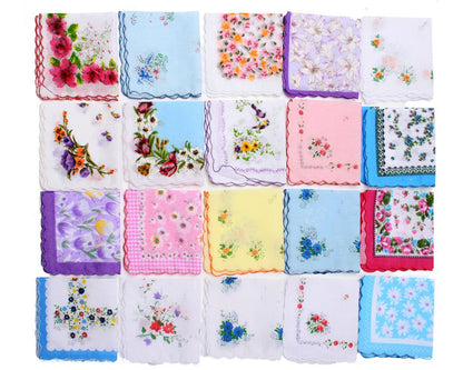 Vintage cotton lady handkerchief Scalloped edge Fine batiste China New with label Set of 20