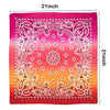 Ombre bandana with paisley patterns and measurements on a white background Size of hankie 
