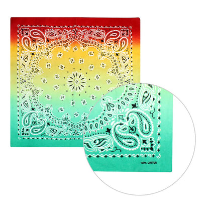 Two bandanas with colorful paisley patterns on a white background Ready To Ship Rainbow Tie Dye Black Bandanas