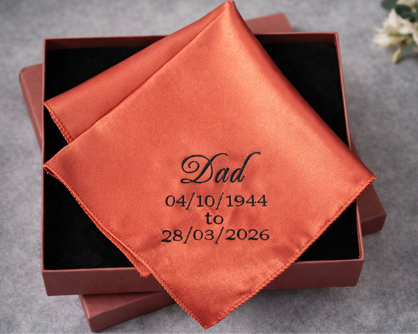 Personalized Men’s Satin Embroidery Handkerchief for Dad