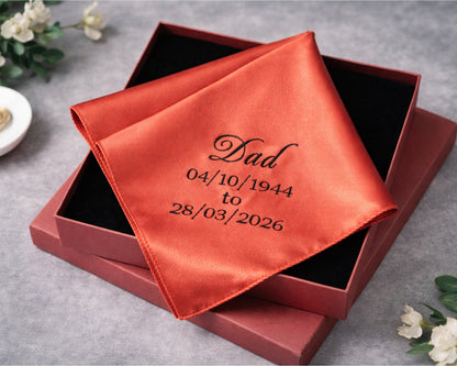 Personalized Men’s Satin Embroidery Handkerchief for Dad
