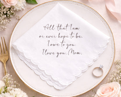 Personalized Women’s Scalloped Wedding Embroidered Handkerchief for Mom