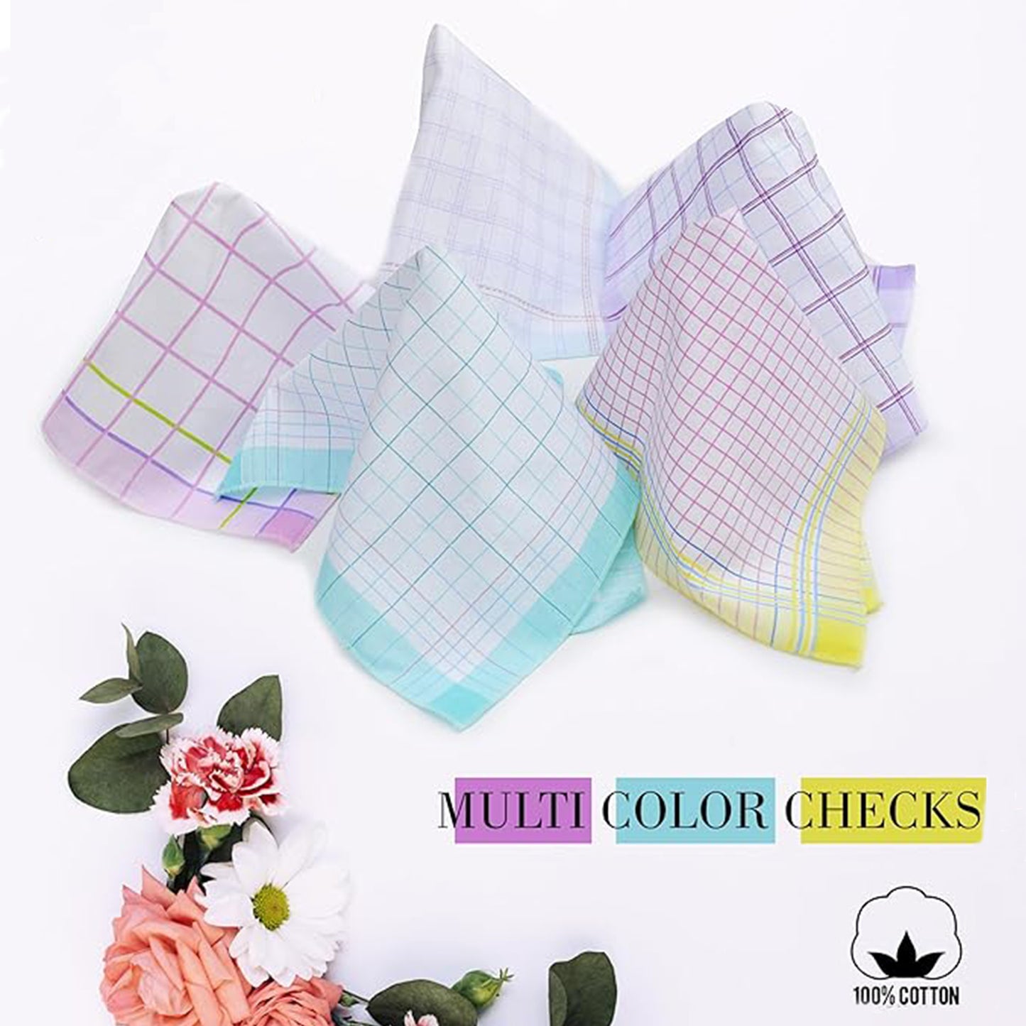 Colorful Checkered Women Cotton Handkerchiefs – Pack of 10