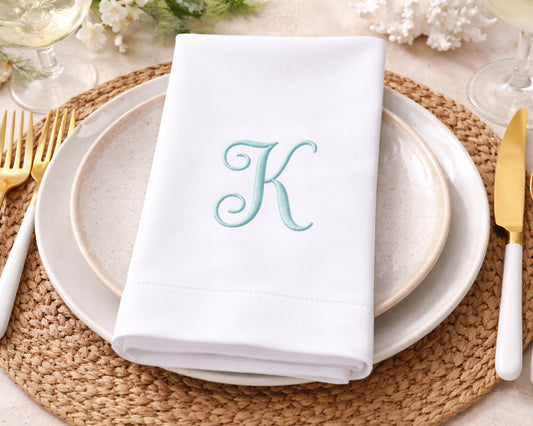 Embroidered Cotton Napkin – Custom Monogram Design
