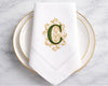 Custom Initial Cotton Dinner Napkin with Elegant Embroidery