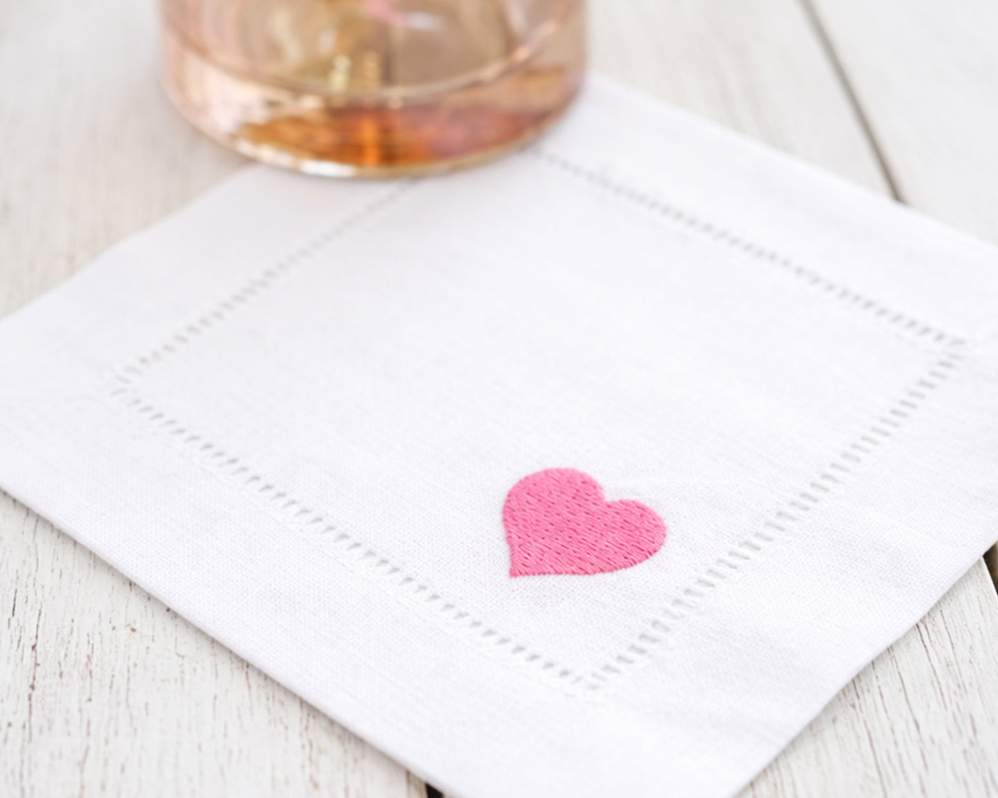 Personalized Heart Embroidered Cocktail Napkin