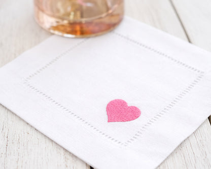 Personalized Heart Embroidered Cocktail Napkin