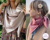 Two images showing scarves and a hair accessory with 'The Hankie' brand.