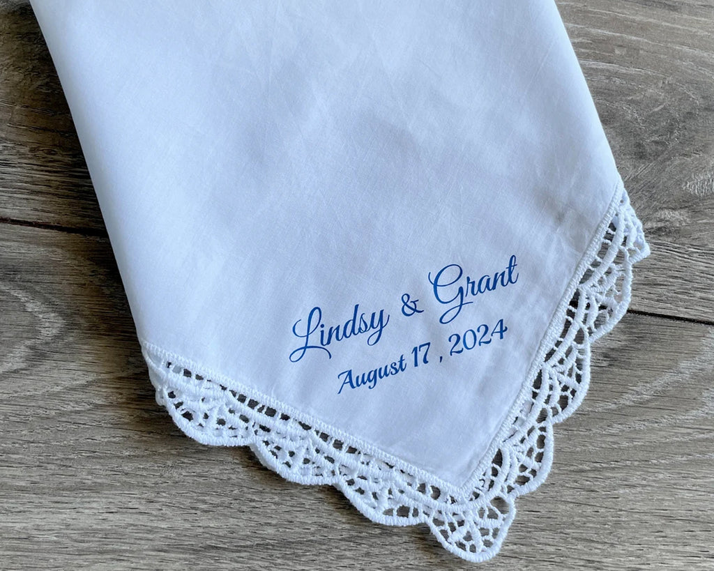 Wedding date lace hankies Usa