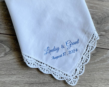 Wedding date lace hankies Usa