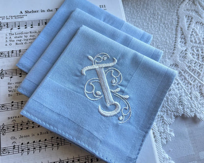 Blue Linen Cotton Handkerchief for Men  