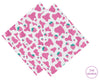 Pink cow print hankie with strawberries on a white background