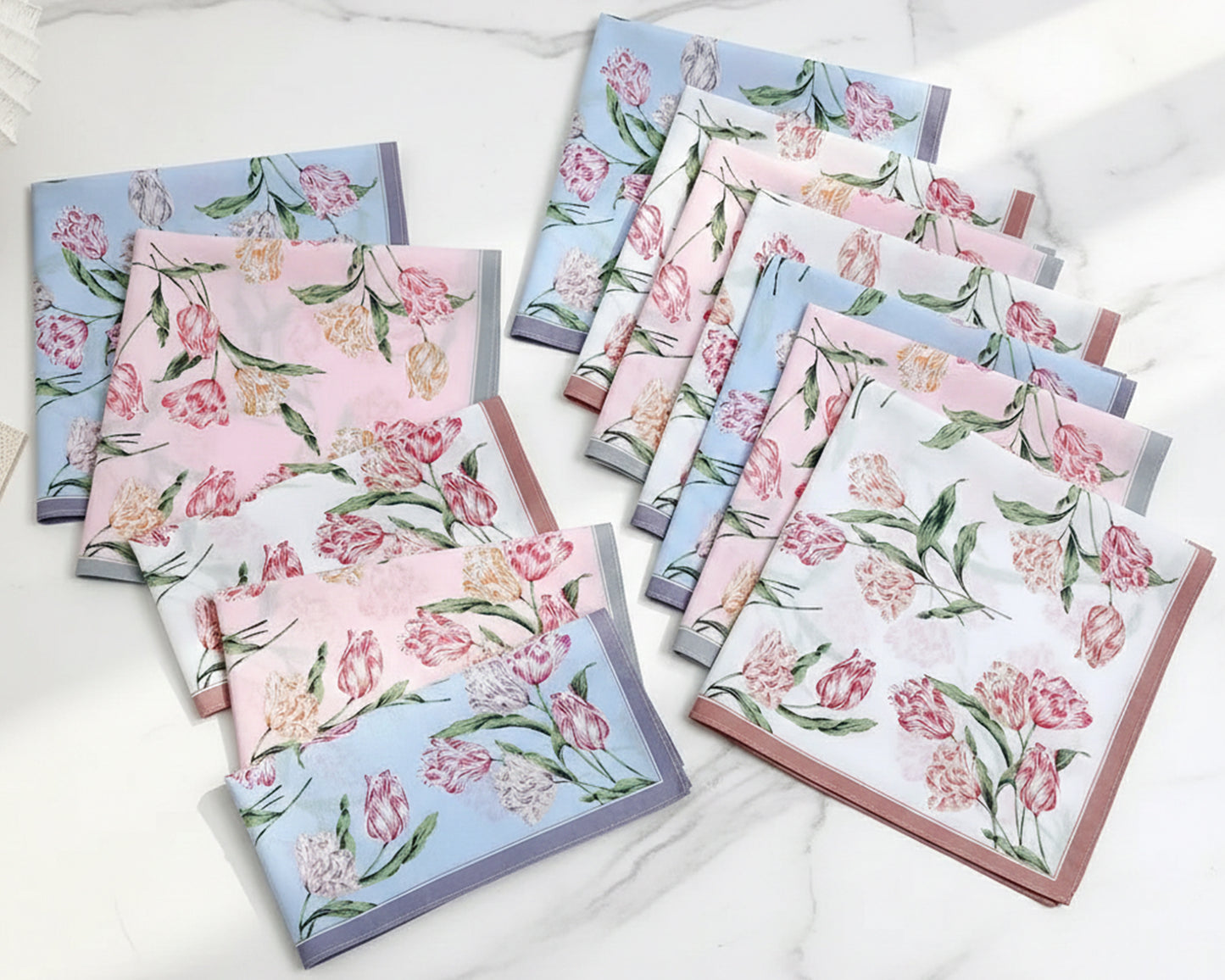 Set of Floral 100% Cotton Hankies 