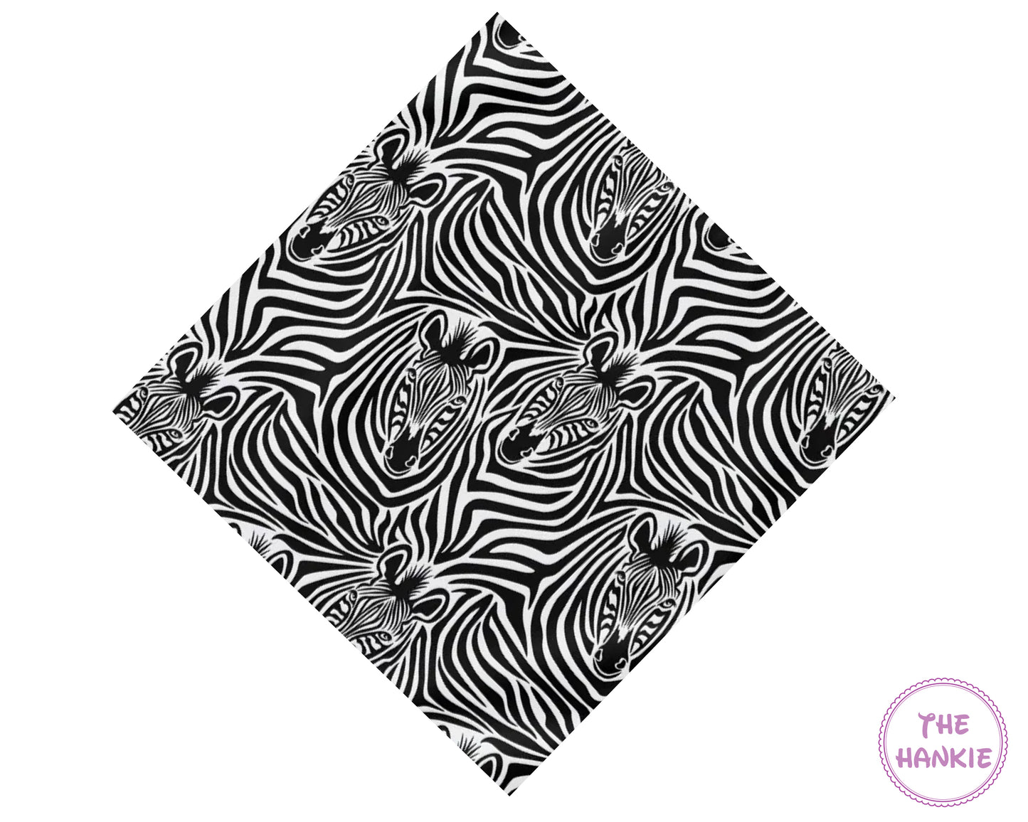 Zebra patterned hankie with 'The Hankie' logo in the corner