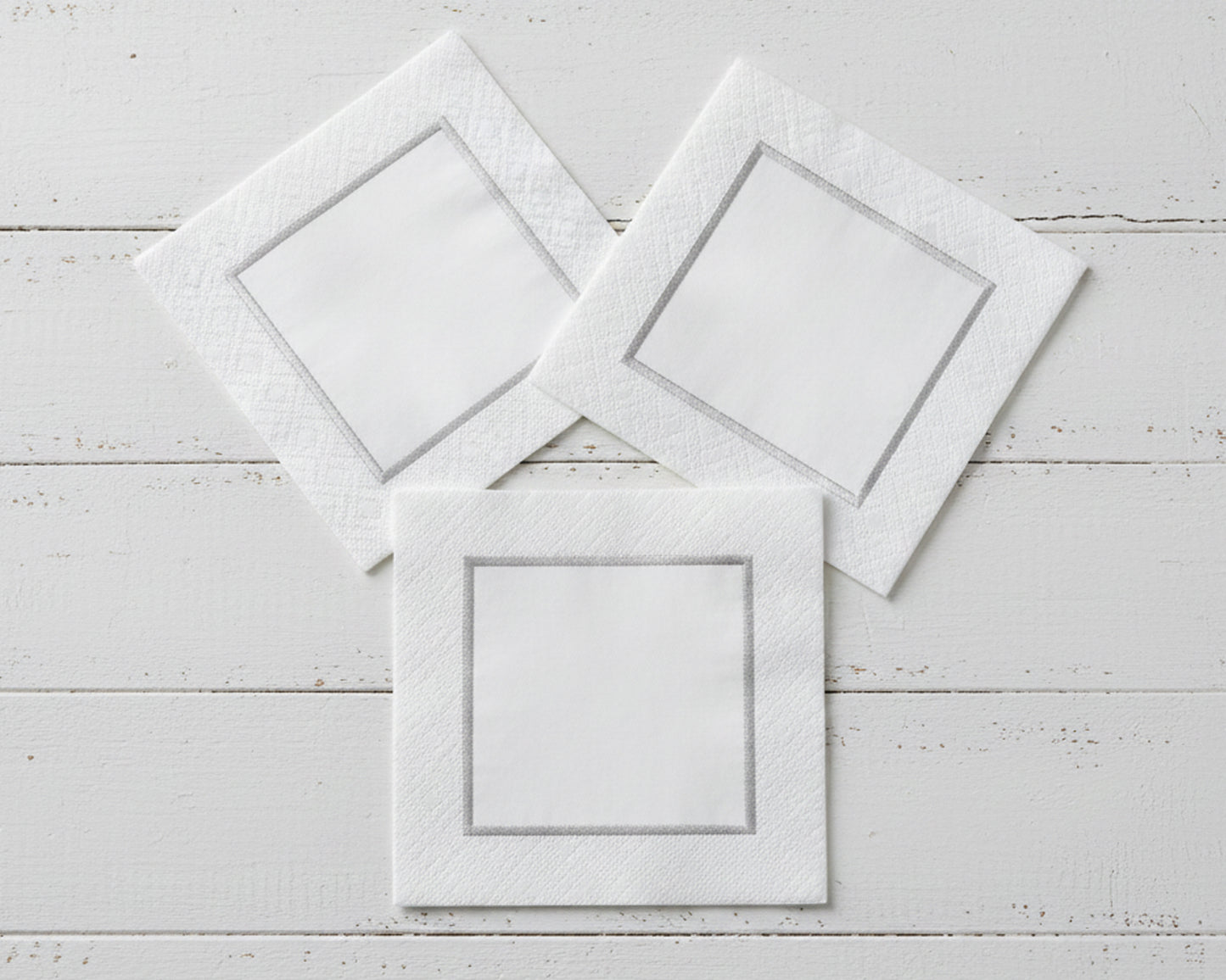 Traditional white hemstitch dinner napkin with a modern block-style monogram in high-quality thread