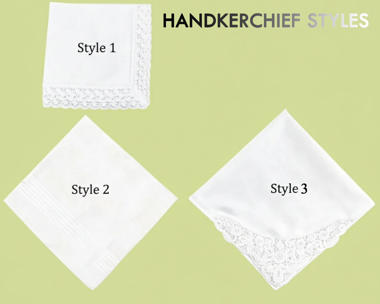 Bridal handkerchief in white cotton with blue Bride floral embroidery and a vintage-style scalloped lace border