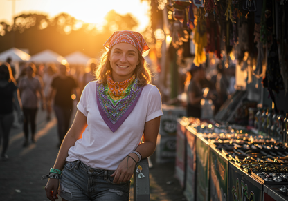 Radiant Rainbow Paisley Cotton Bandana Set of 6