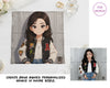 Informational graphic on a white handkerchief showing the simple steps to personalize an anime gift.