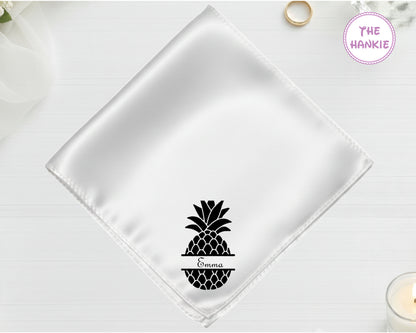 Custom Name Satin Handkerchief with Fun Fruit Design