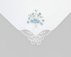 White cotton dinner napkin with detailed pheasant embroidery and hemstitch border